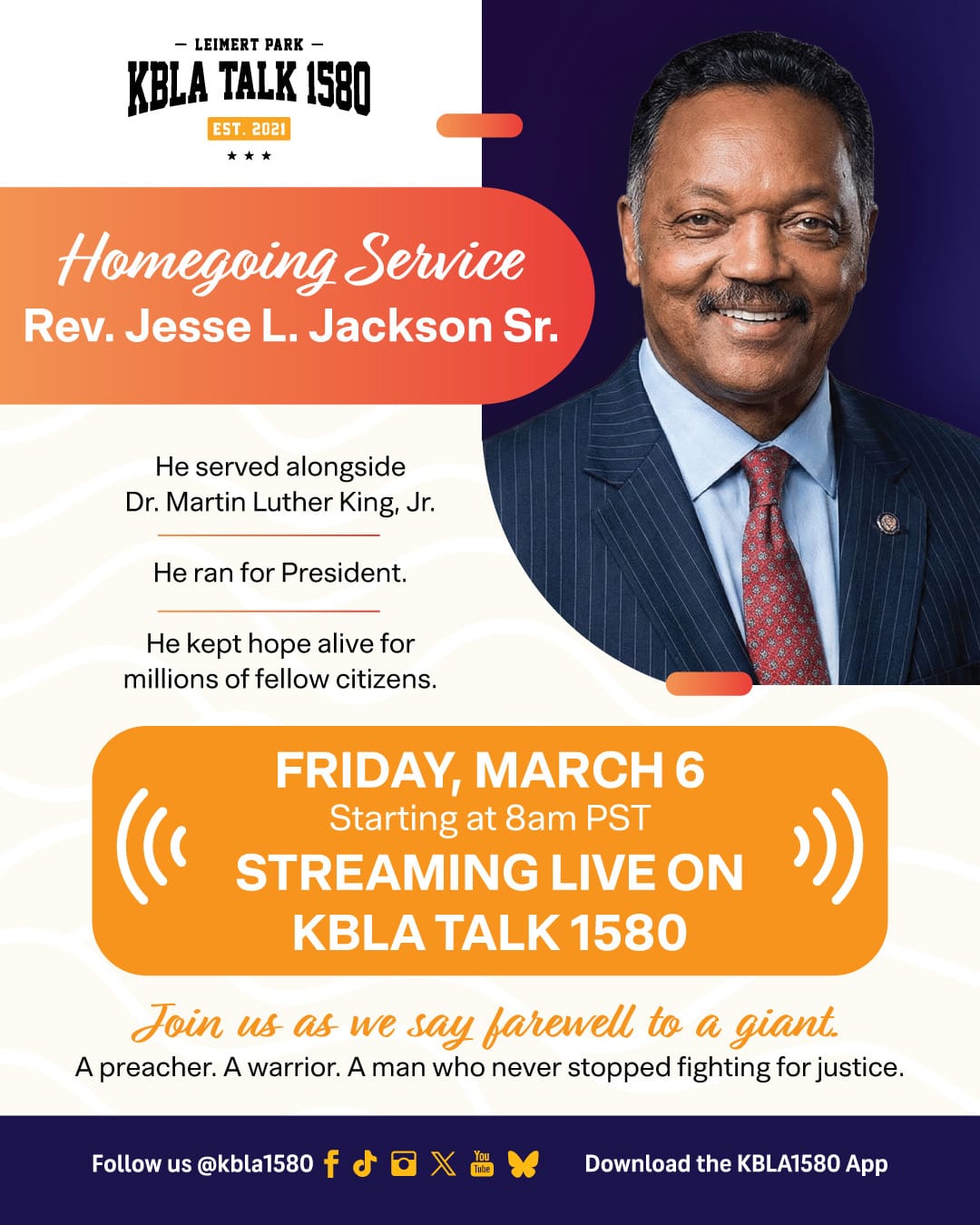 KBLA 1580: Homegoing Service for Rev. Jesse L. Jackson Sr.